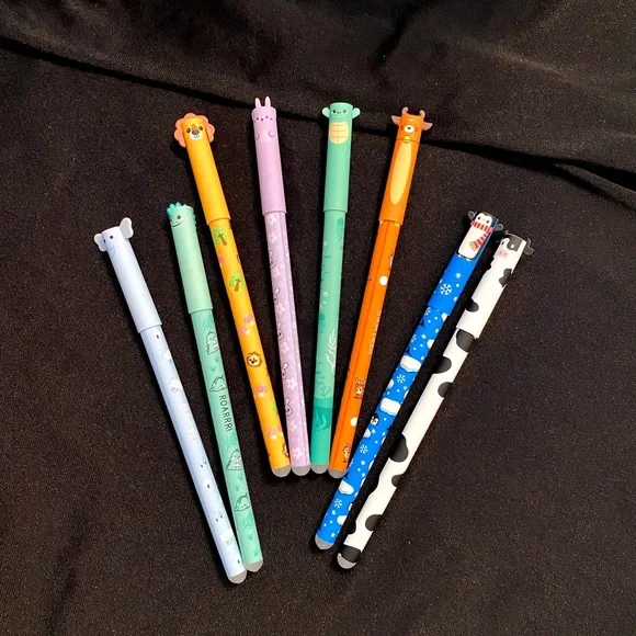 Cute Animal Cap Erasable Gel Pens Set of 8 - Assorted Colors for Kids and Adults - Picture 4 of 9